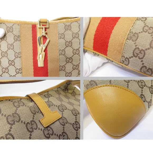 Authentic 🛍 GUCCI GG Canvas Jackie Tote Hand bag WITH  Dust Bag - Picture 7 of 15